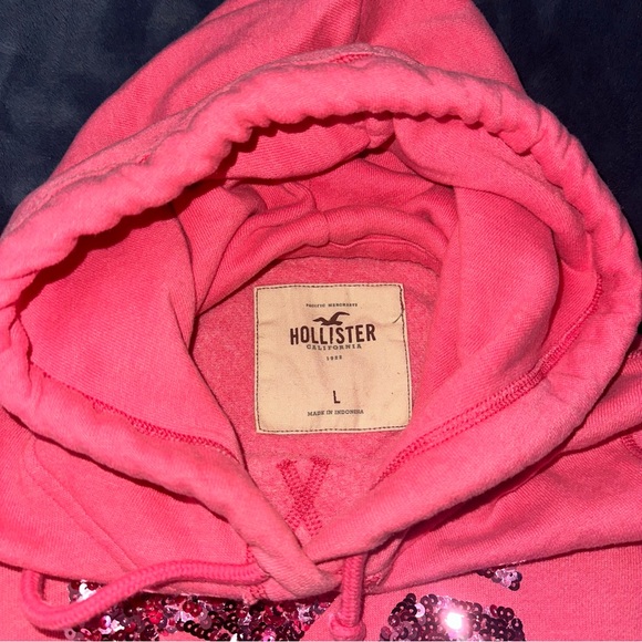 Y2K Hollister Pink Heart Sequin Bird Logo Sweatshirt/Hoodie - Picture 5 of 9